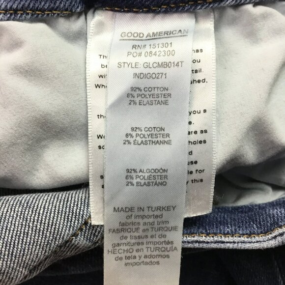 Good American Good Legs Cropped Mini Bootcut Womens 12/31 Bootcut Blue Jeans GLC - Picture 12 of 13